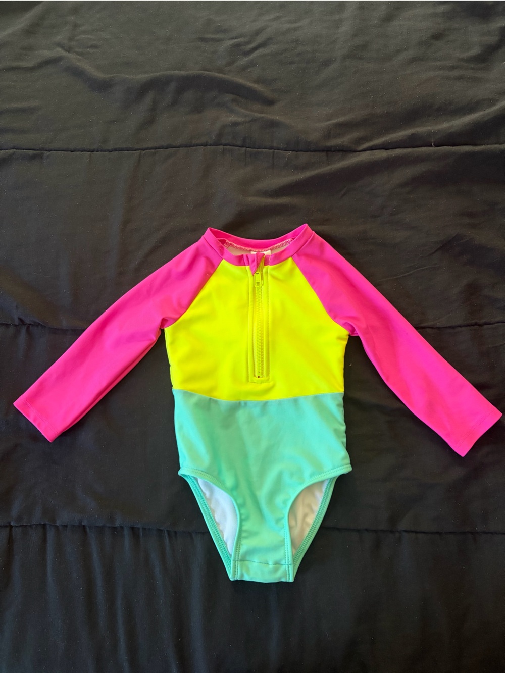 12 month Cat & Jack Colorblock Long Sleeve One-Piece Swimsuit